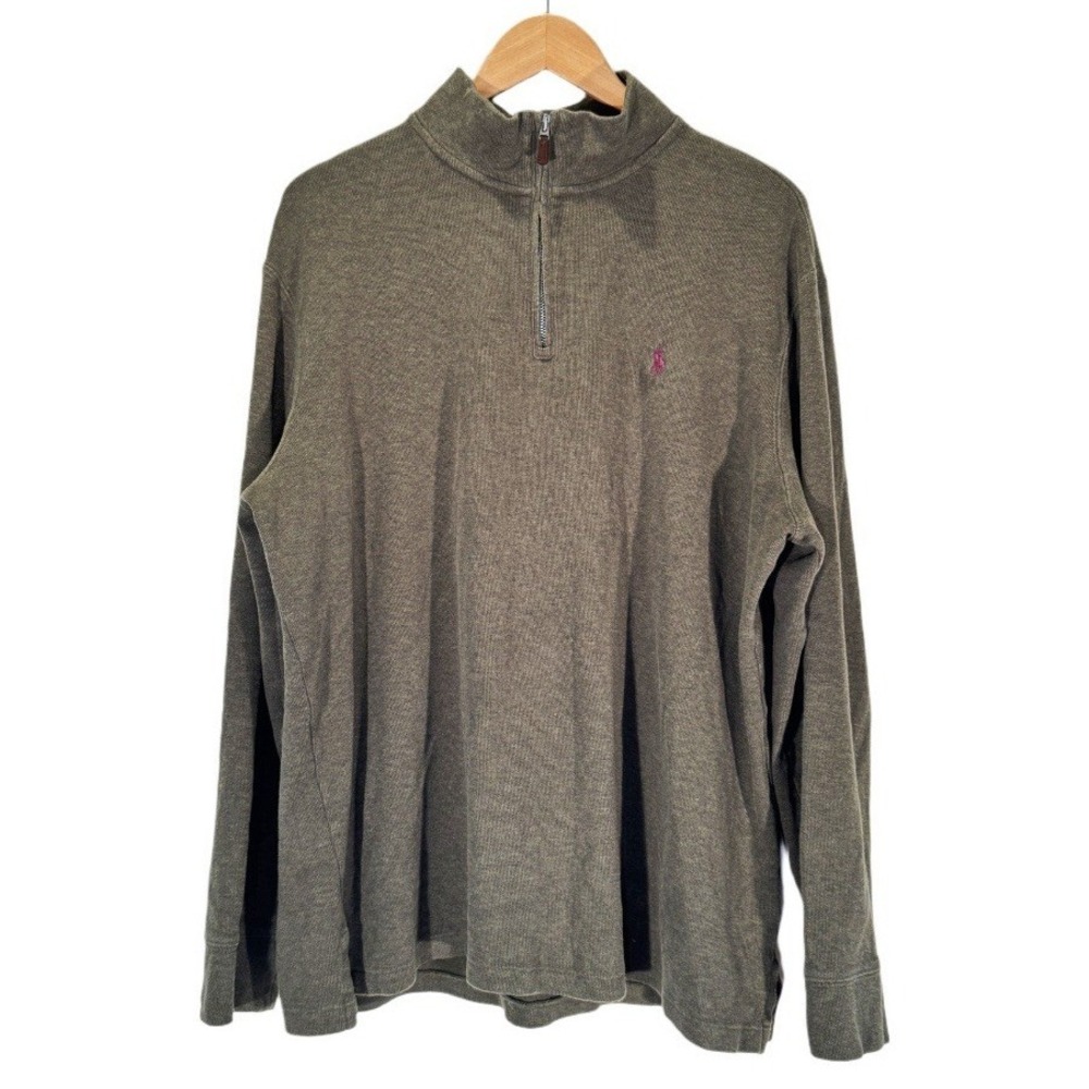 Polo Ralph Lauren Estate Rib 1/4‎ Zip Pullover Sweater Mens XL Green Purple Golf